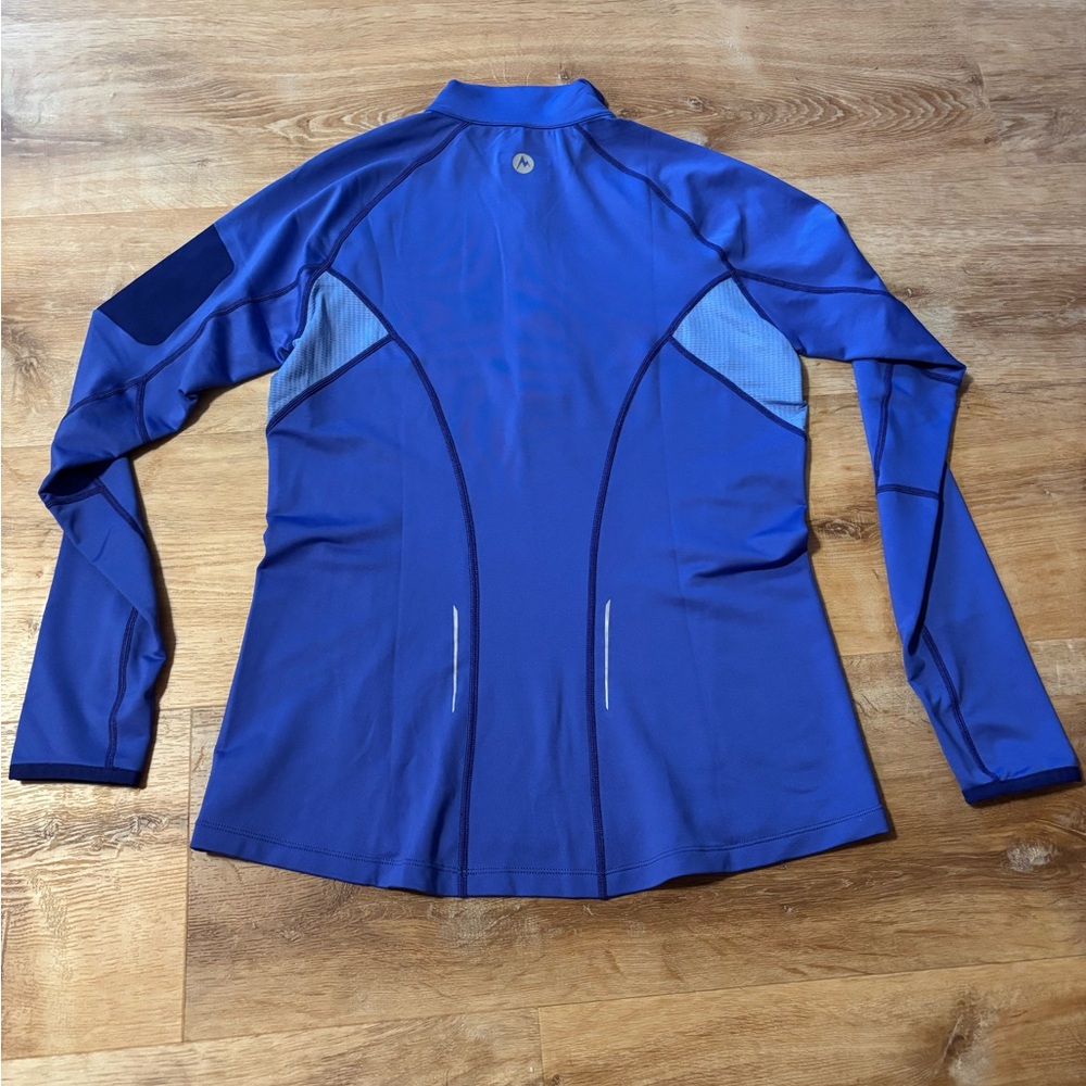 🚩SOLD 🚩Marmot Women's cornflower Blue thumb hole 1/2 zip jacket size Medium - Picture 6 of 8